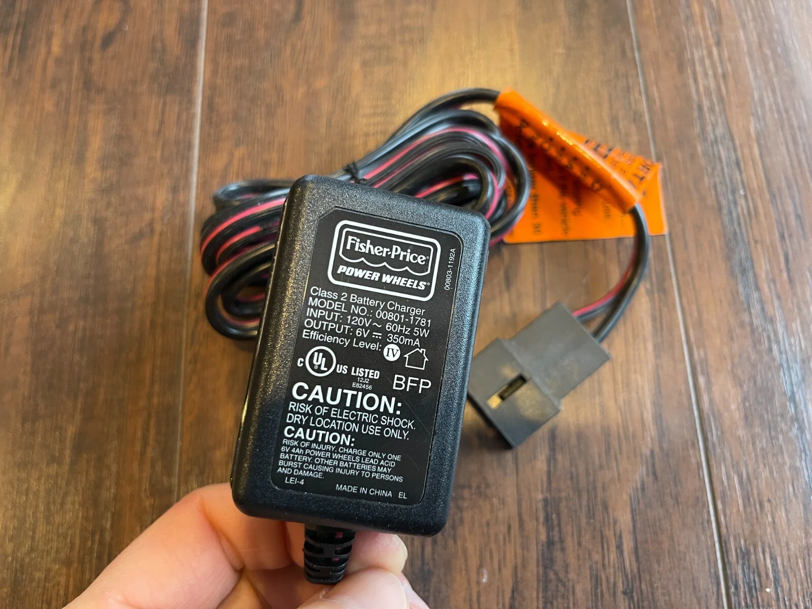 Power Wheels Class 2 Battery and Charger Kit with 120V Input and 6V Output Cord - Image 4