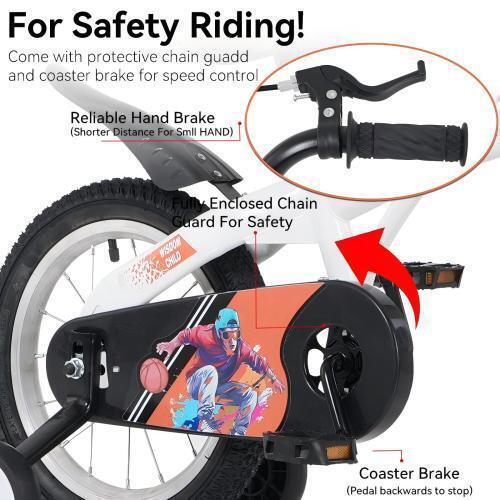 Sporty Kids Bike with Training Wheels, Adjustable 18-Inch Saddle, and Stand - Image 2