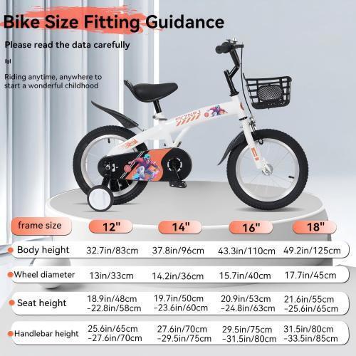 Sporty Kids Bike with Training Wheels, Adjustable 18-Inch Saddle, and Stand - Image 3