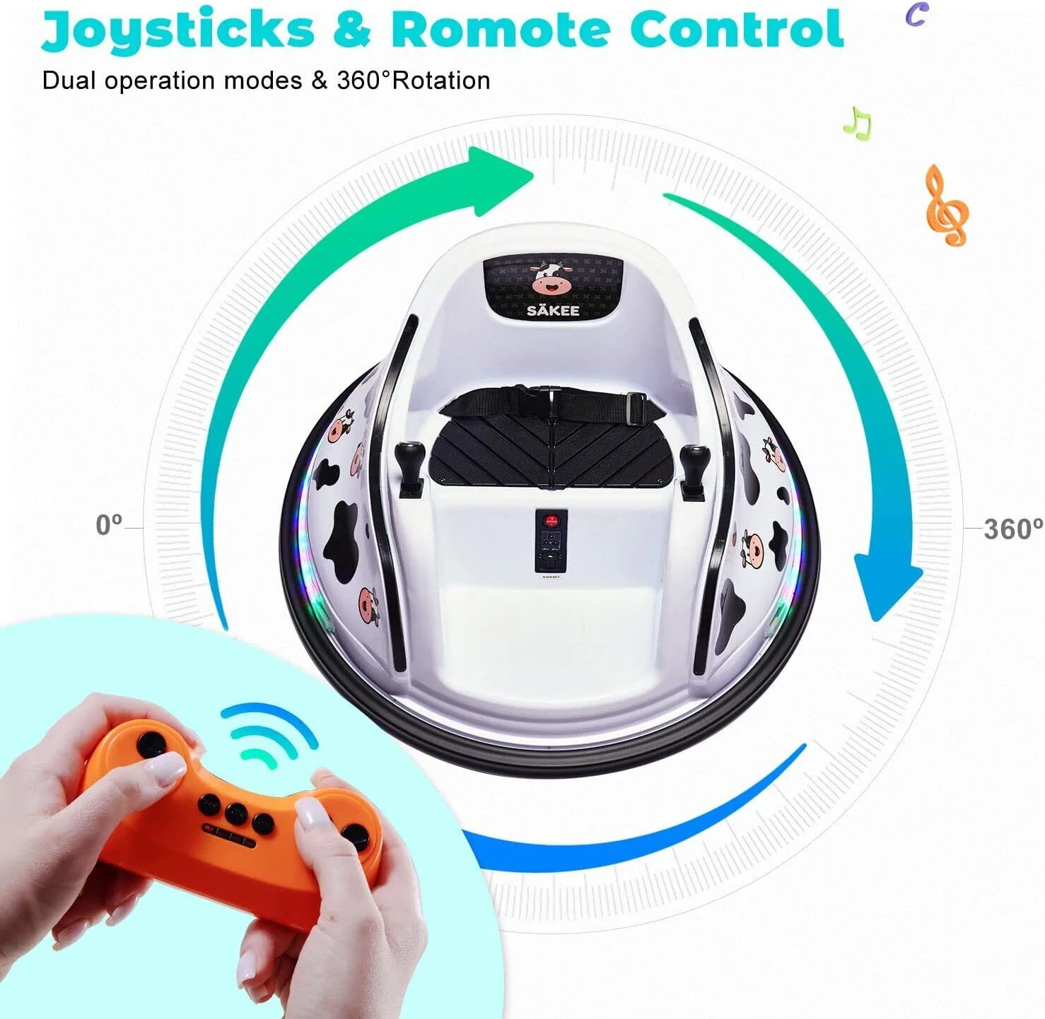 Flashing Lights Music Stickers for Electric Bumper Cars - SÄKEE Remote Control - Image 2