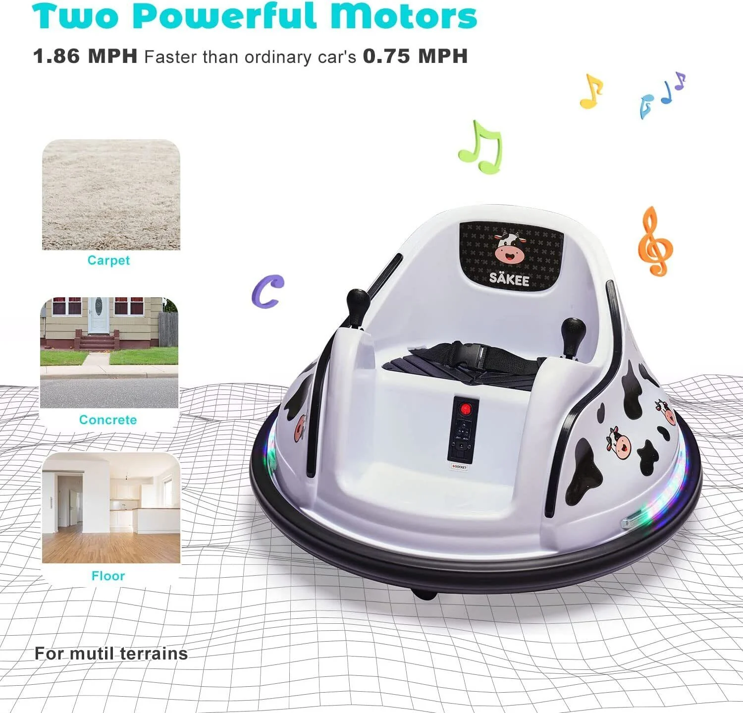 Flashing Lights Music Stickers for Electric Bumper Cars - SÄKEE Remote Control - Image 3