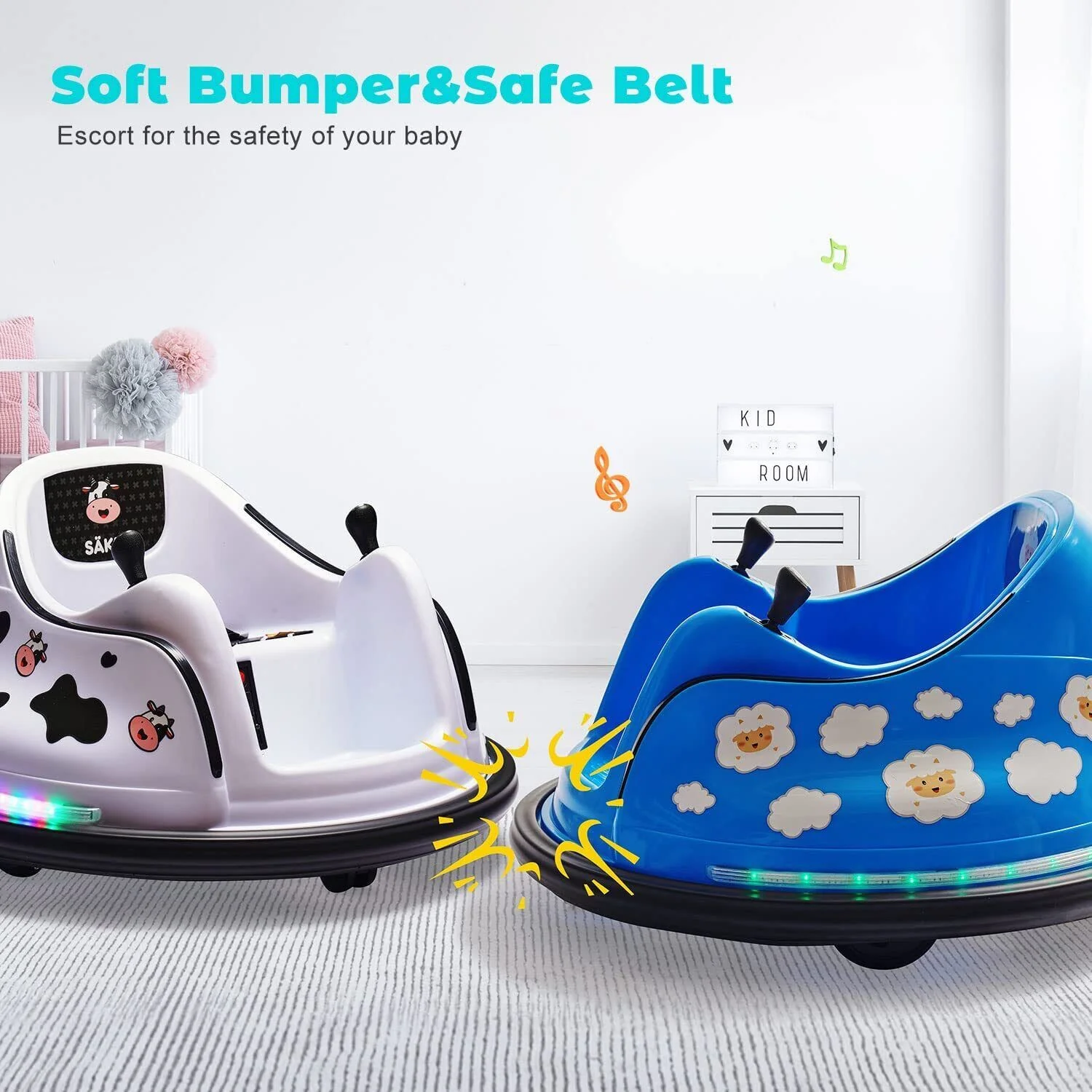 Flashing Lights Music Stickers for Electric Bumper Cars - SÄKEE Remote Control - Image 5
