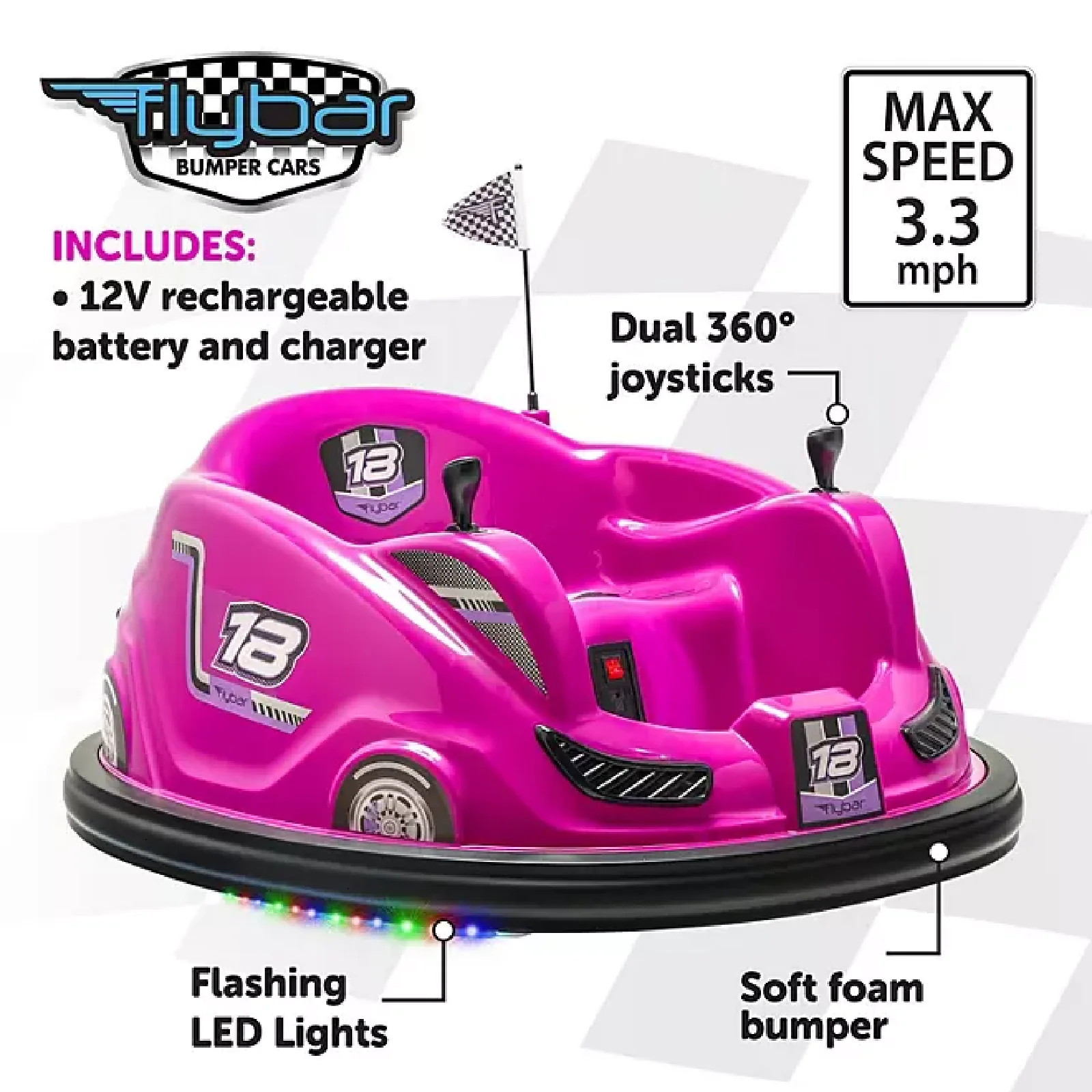 Flybar 12-Volt Battery Operated Electric Bumper Car (Various Shades) - Image 6