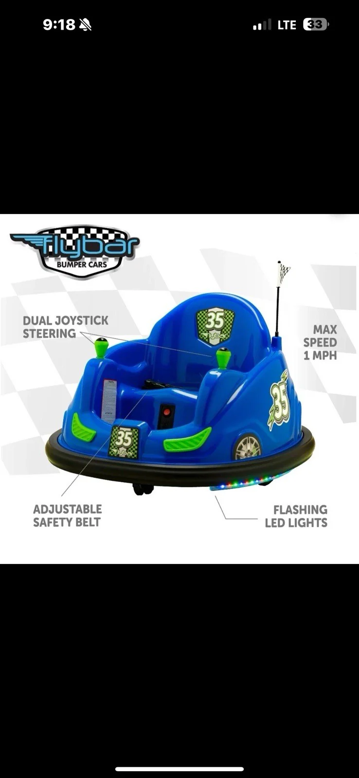 6V Battery-Powered Blue Ride-On Bumper Car with LED Lights - Image 5