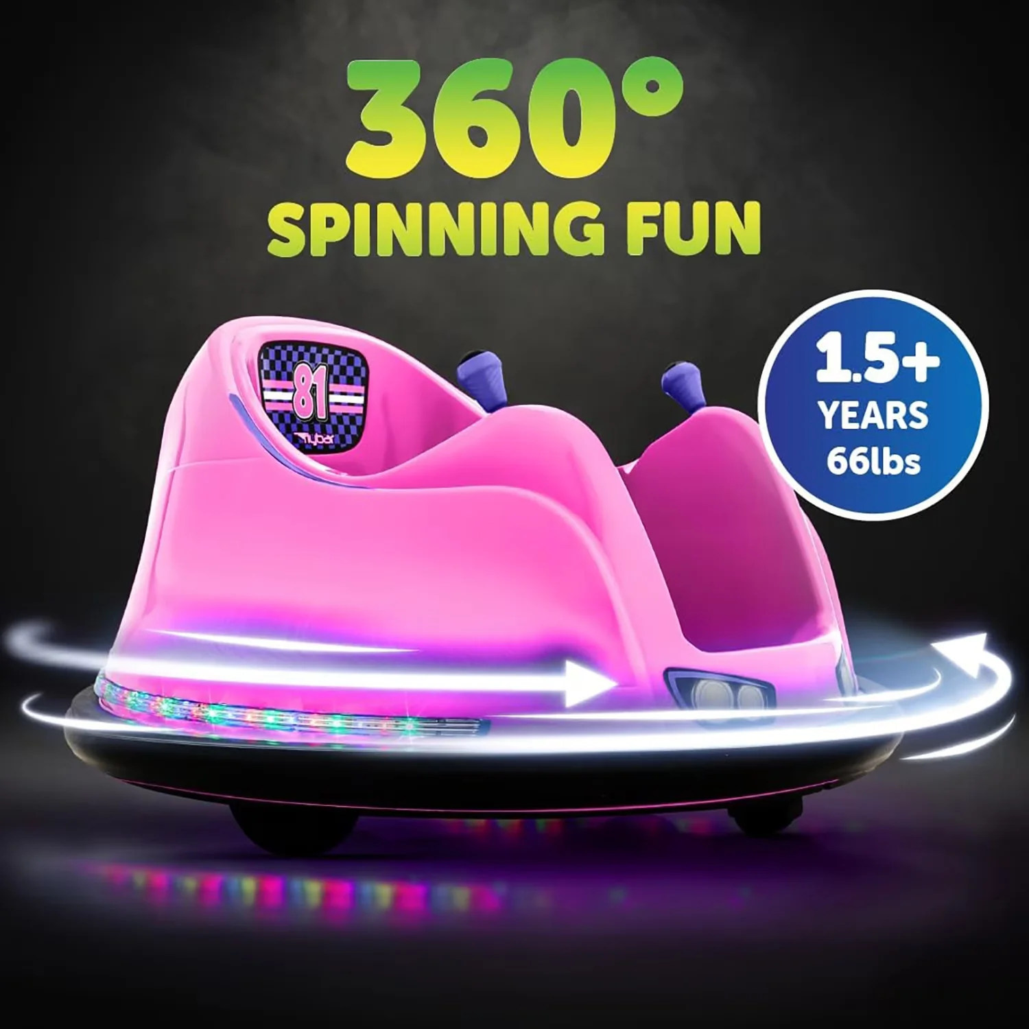 Pink Electric Bumper Car Ride-On Toy for Toddlers Aged 1.5 to 4 Years - Image 3