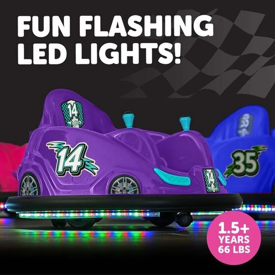 6V Purple Ride-On Car with Bumper, LED Lights, and Charger for Ages 1.5-4 - Image 3