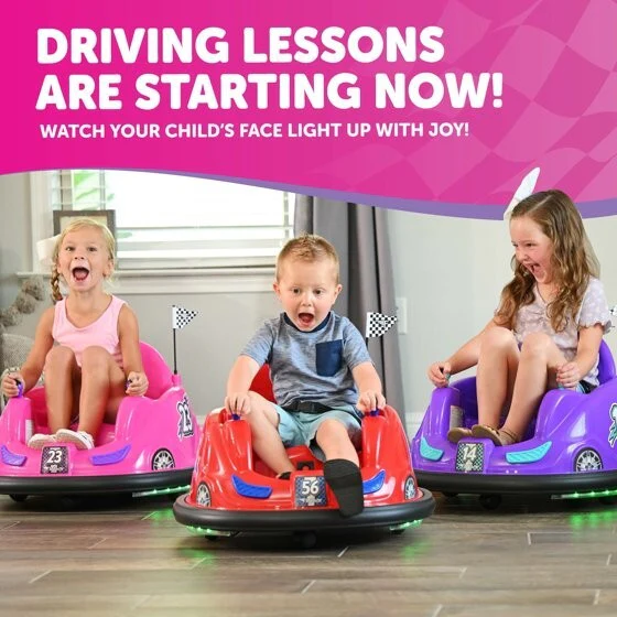 6V Purple Ride-On Car with Bumper, LED Lights, and Charger for Ages 1.5-4 - Image 4