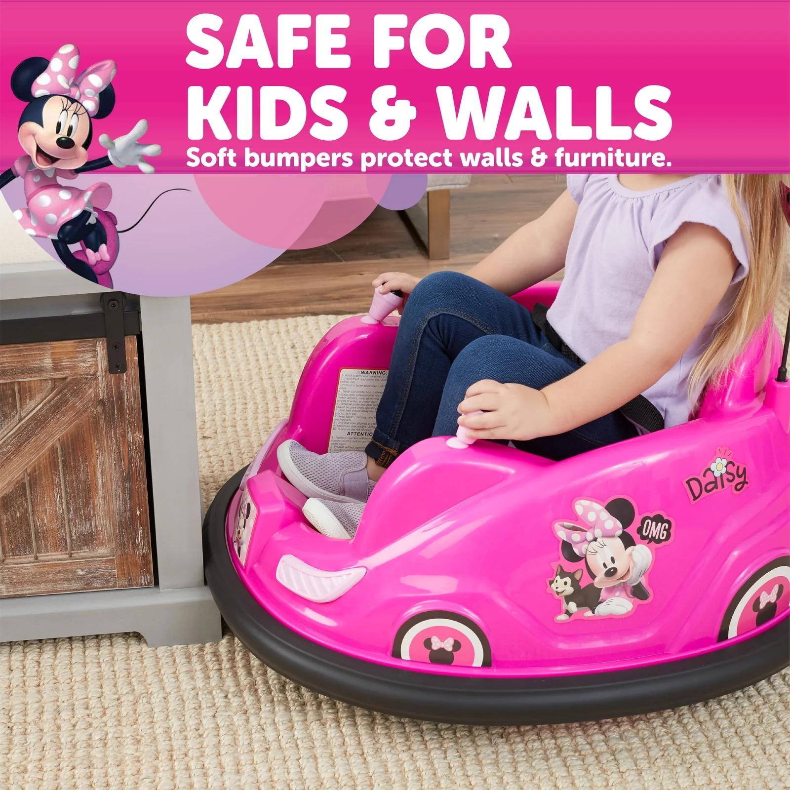 6V Minnie Mouse Bumper Car Ride-On Toy for Kids - Image 7