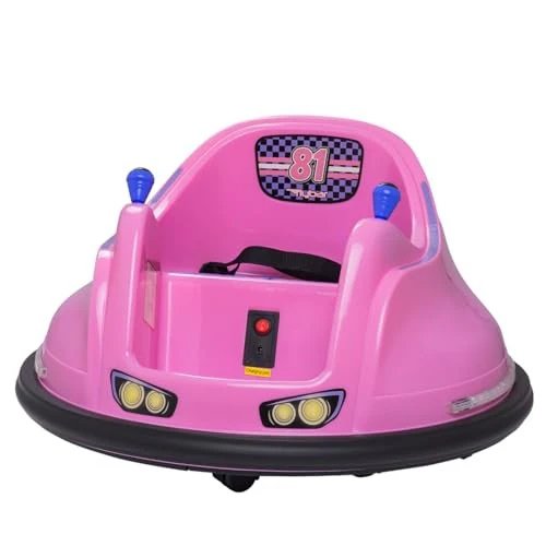 Large 6V Pink and Purple Toddler Bumper Car for Fun Park Play