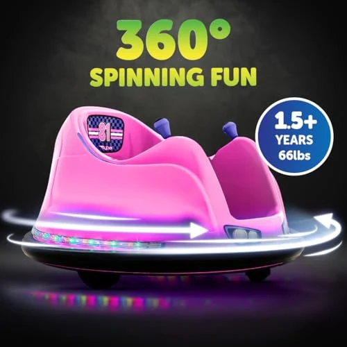 Large 6V Pink and Purple Toddler Bumper Car for Fun Park Play - Image 3