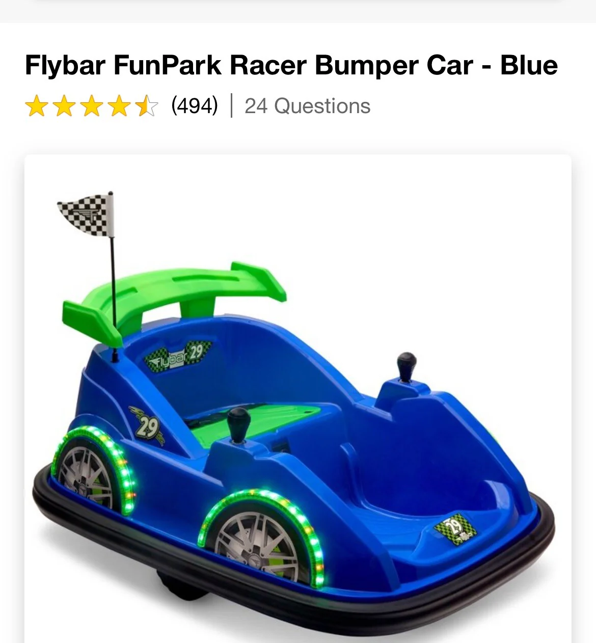 Flybar FunPark Blue Racer Bumper Car Toy - Image 4