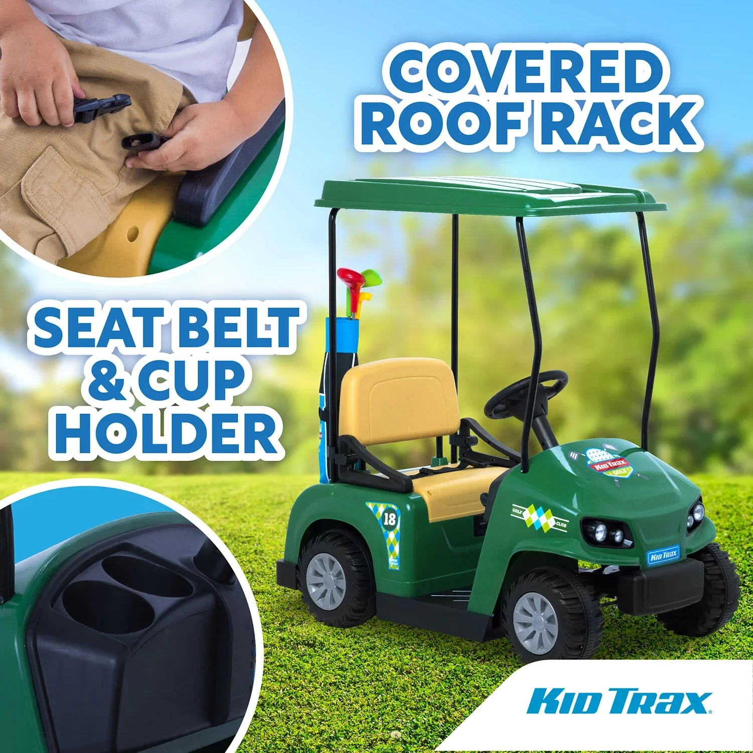 Flybar Trax 12V Battery-Powered Kids Golf Cart Ride-On - Image 5