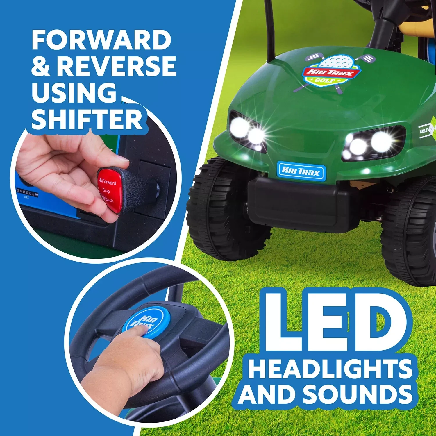 Flybar Trax 12V Battery-Powered Kids Golf Cart Ride-On - Image 6