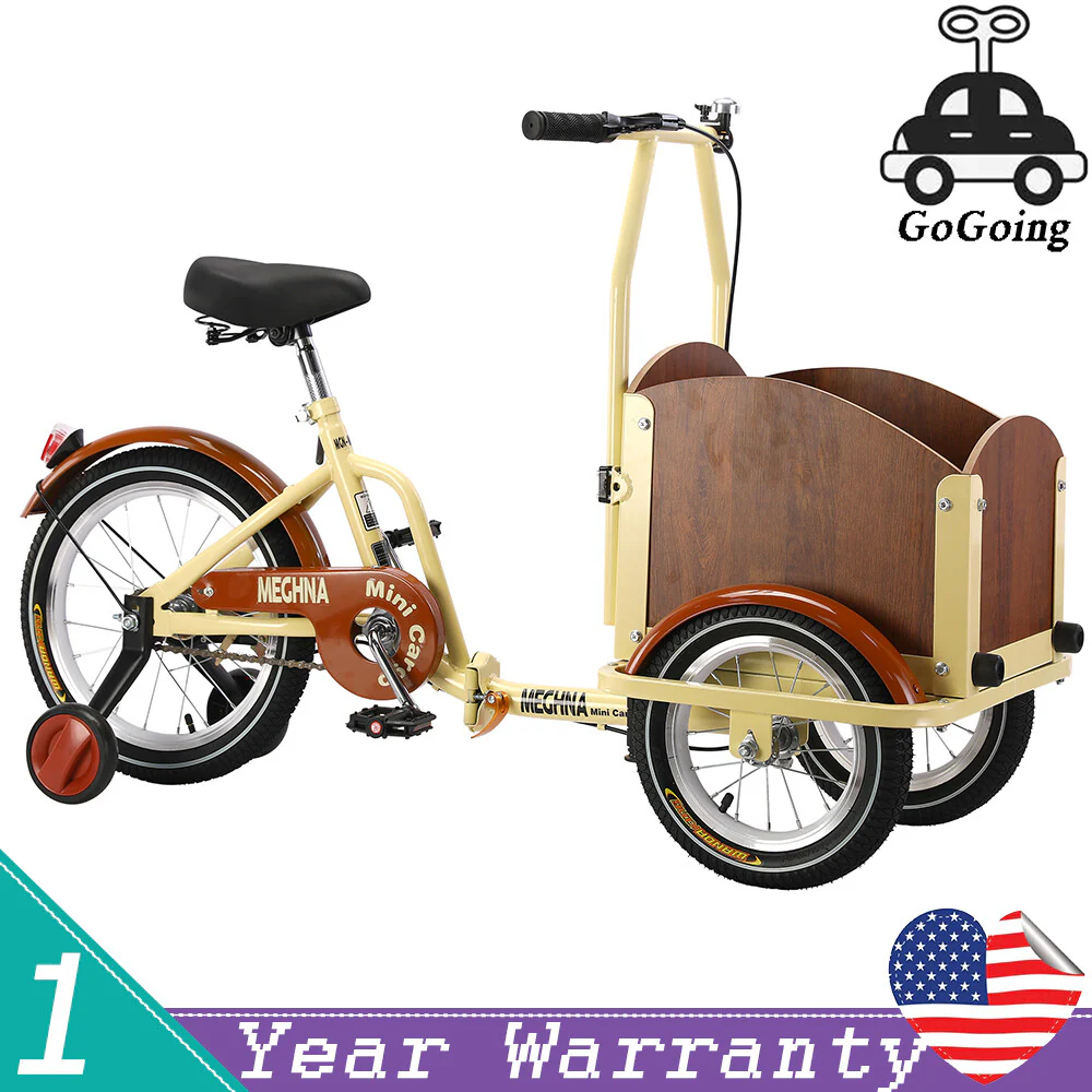 Foldable Cargo Tricycle with Reversible Seat, Front Basket & Training Wheels for Ages 6-12 - Image 12
