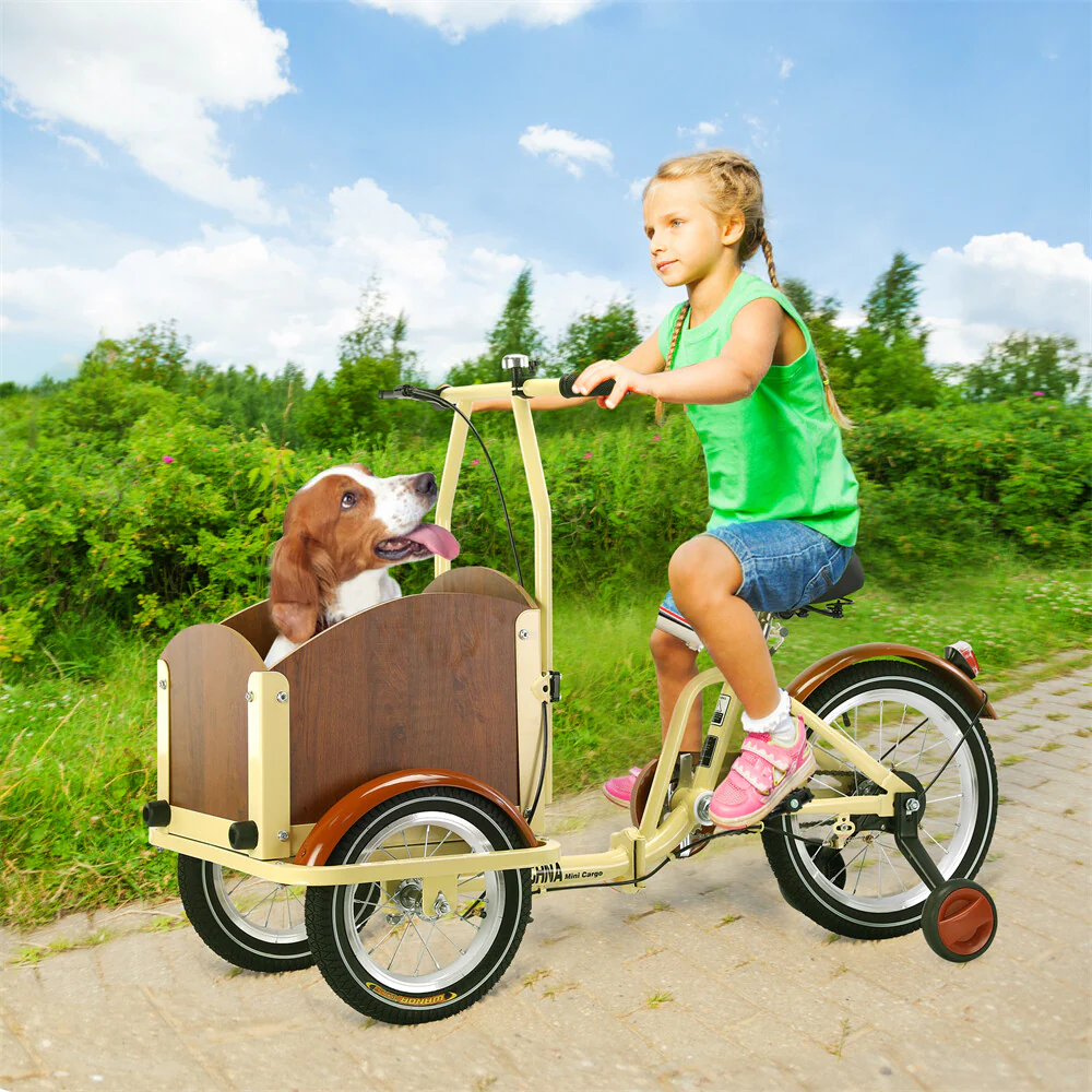 Foldable Cargo Tricycle with Reversible Seat, Front Basket & Training Wheels for Ages 6-12 - Image 9