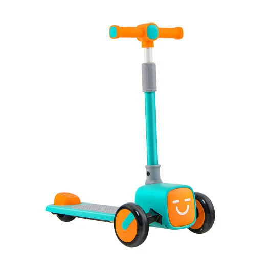 Adjustable Folding Kids Scooter with LED Flashing Wheels, Horn, and 4 Emoji Covers