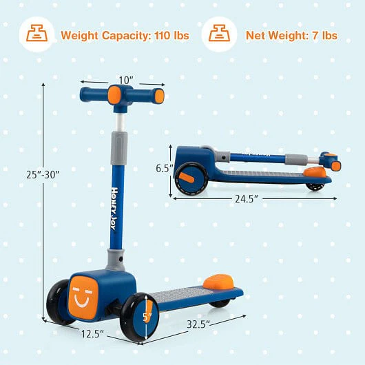 Adjustable Folding Kids Scooter with LED Flashing Wheels, Horn, and 4 Emoji Covers - Image 4