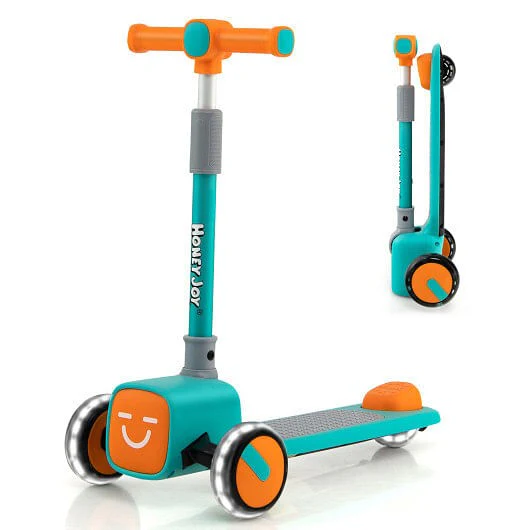 Adjustable Folding Kids Scooter with LED Flashing Wheels, Horn, and 4 Emoji Covers - Image 6
