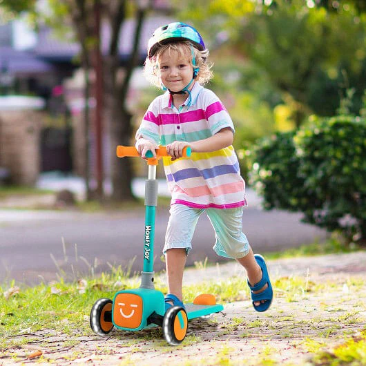 Adjustable Folding Kids Scooter with LED Flashing Wheels, Horn, and 4 Emoji Covers - Image 7