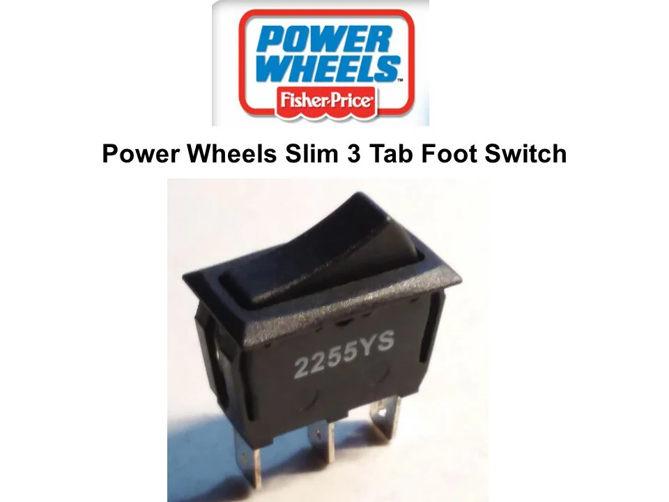 Foot Rocker Switch with Tab and Pin Compatible with Power Wheels Models 00801-1761 and 0801-0538 Slim Design