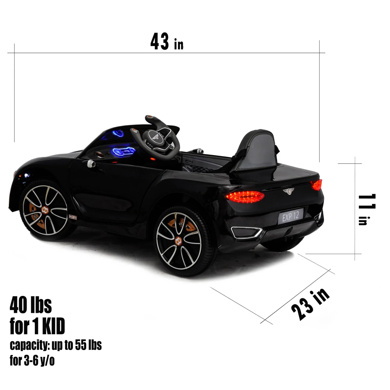 12V Licensed Bentley Ride-On Car for Kids with Remote Control, MP3, and Radio in Multiple Colors - Image 37