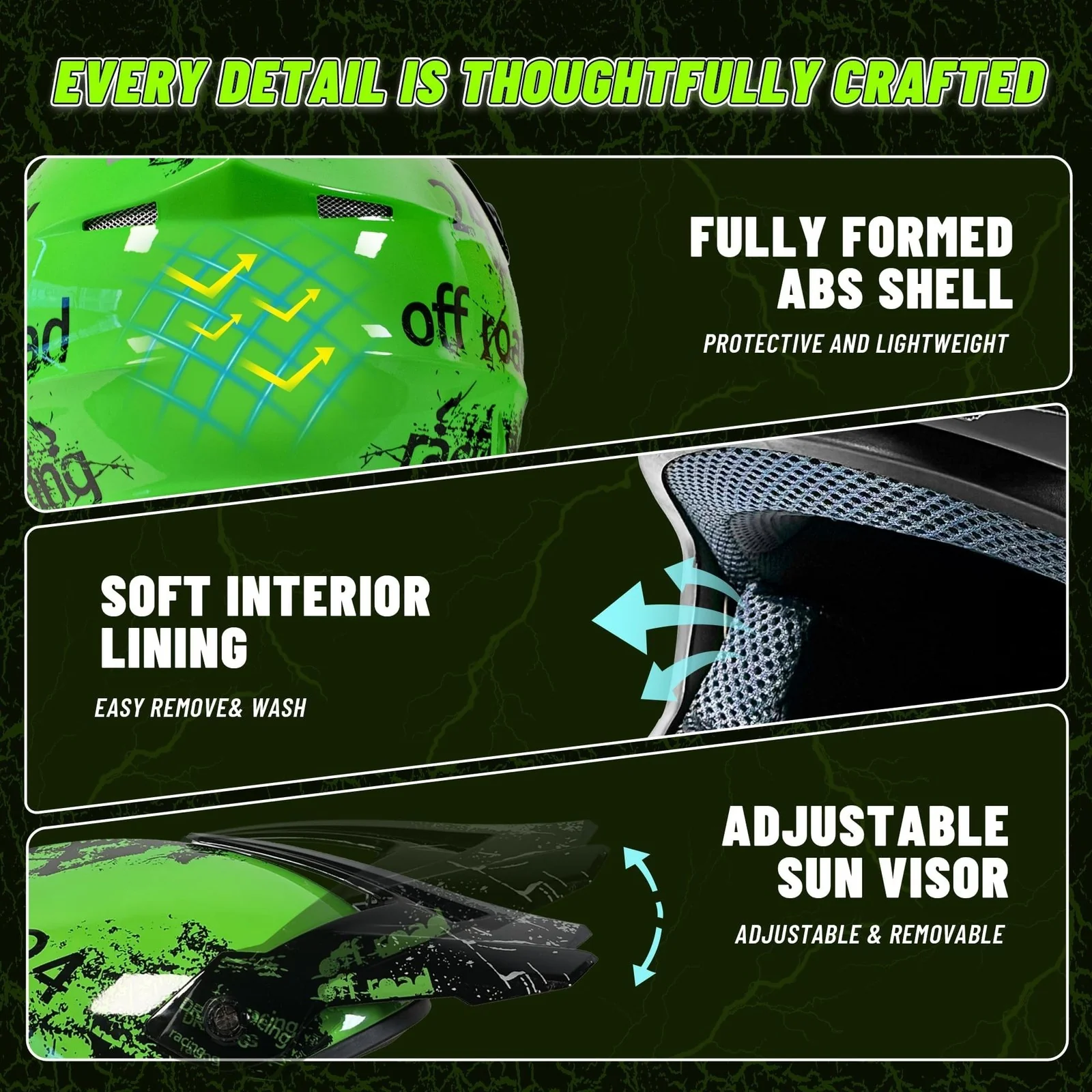 Youth DOT Certified Full Face Motorcycle Helmet for Kids Aged 4-16, Perfect for Dirt Biking & ATV Riding - Image 5