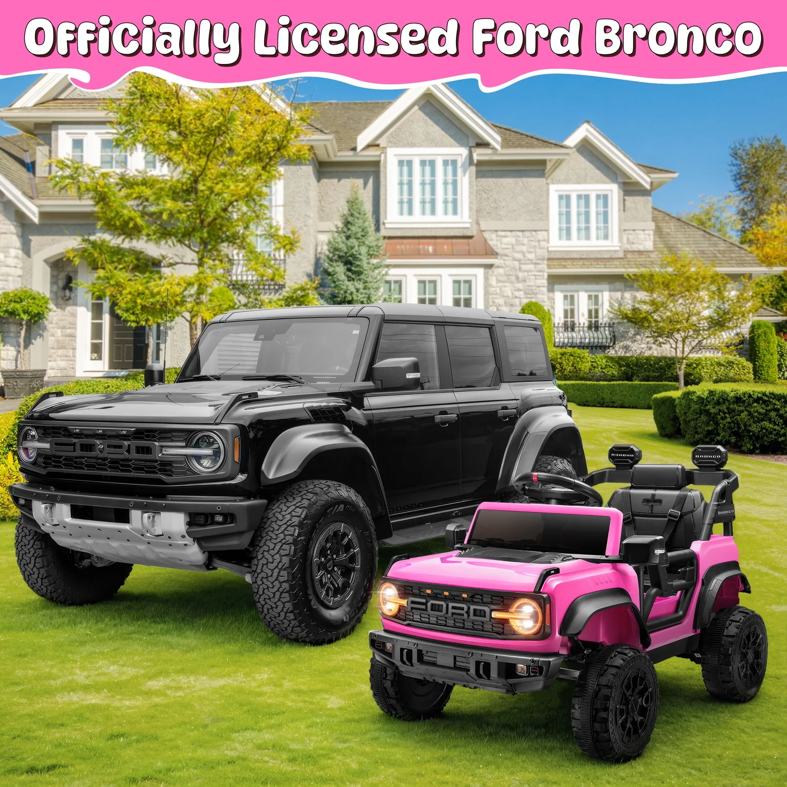 12V Ford Bronco Raptor Ride-On Truck with Remote Control Toy Car - Image 2