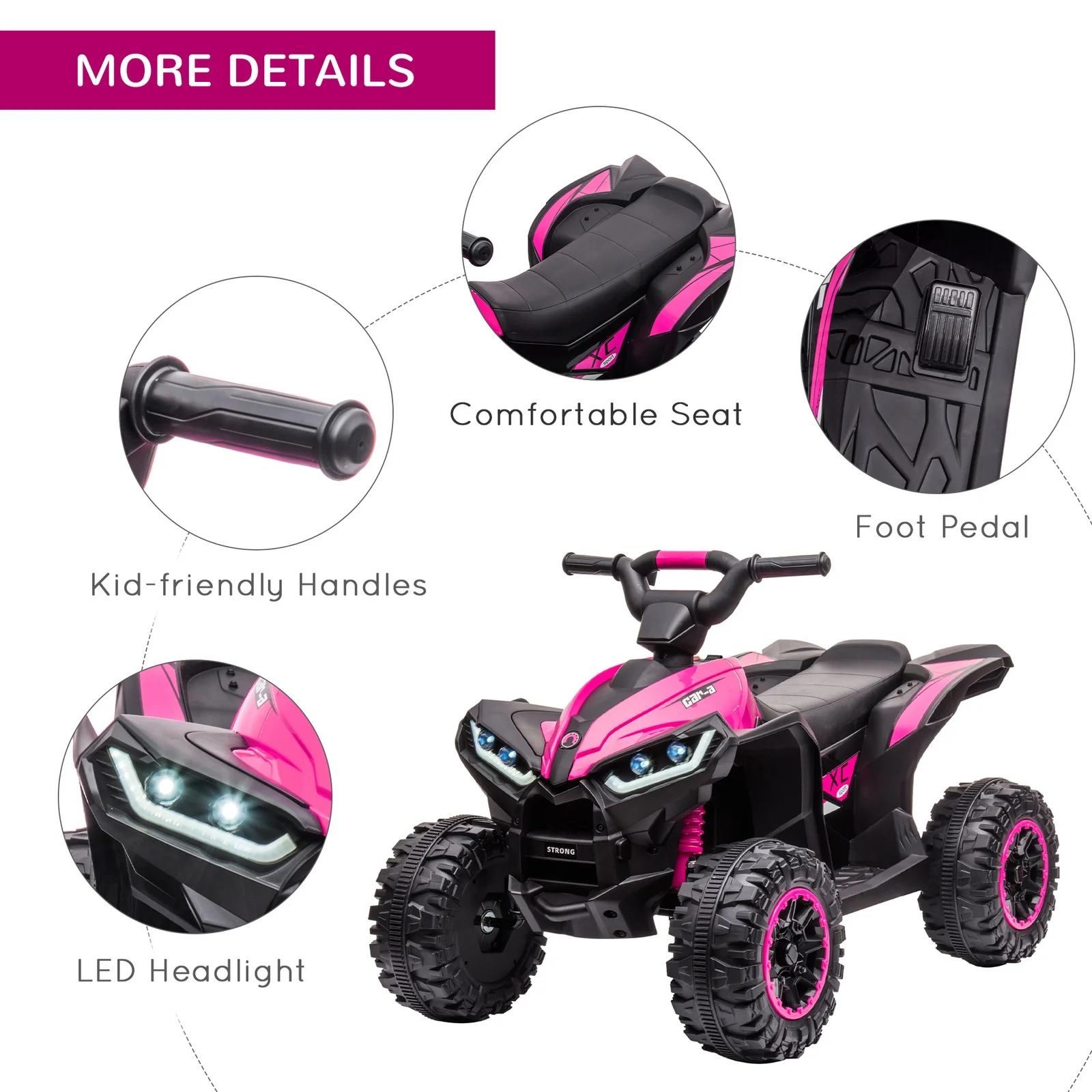 Pink Four-Wheeler Electric Ride-On Toy for Toddlers with Music - Image 8