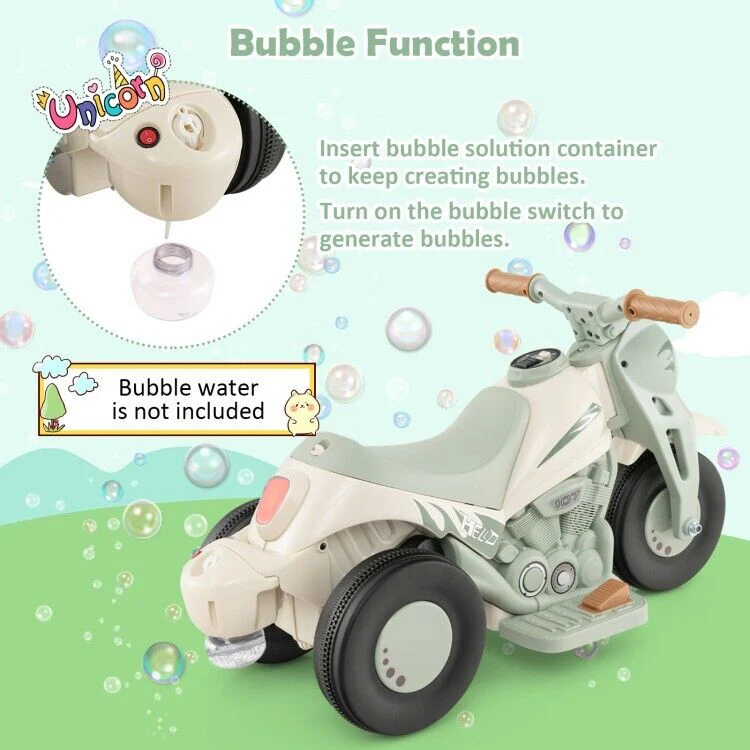 Fun and Exciting Electric Ride-On Motorcycle for Kids with Bubble Maker and Music - 6V Battery and Durable PP Wheels - Image 7