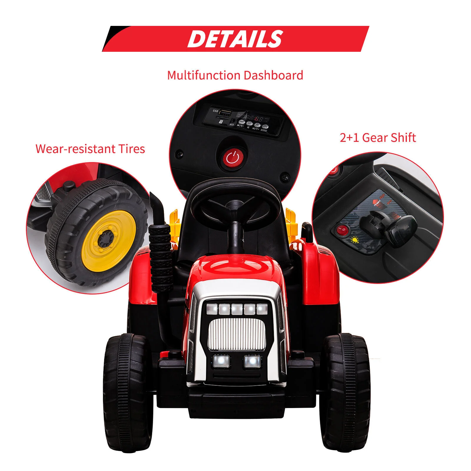 Fun and Functional 12V Kids Ride On Tractor with Trailer and Remote Control - Image 12