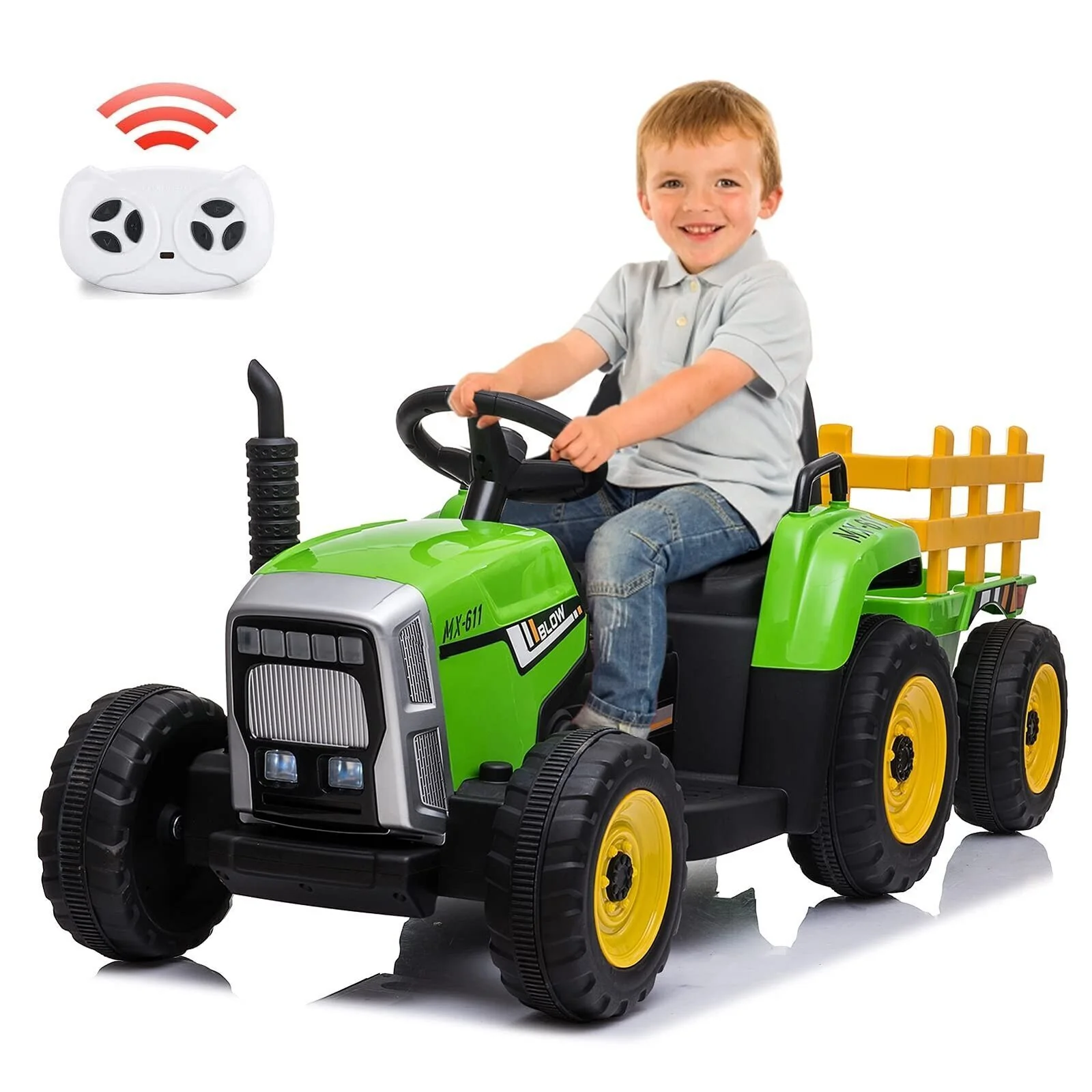 Fun and Functional 12V Kids Ride On Tractor with Trailer and Remote Control - Image 17