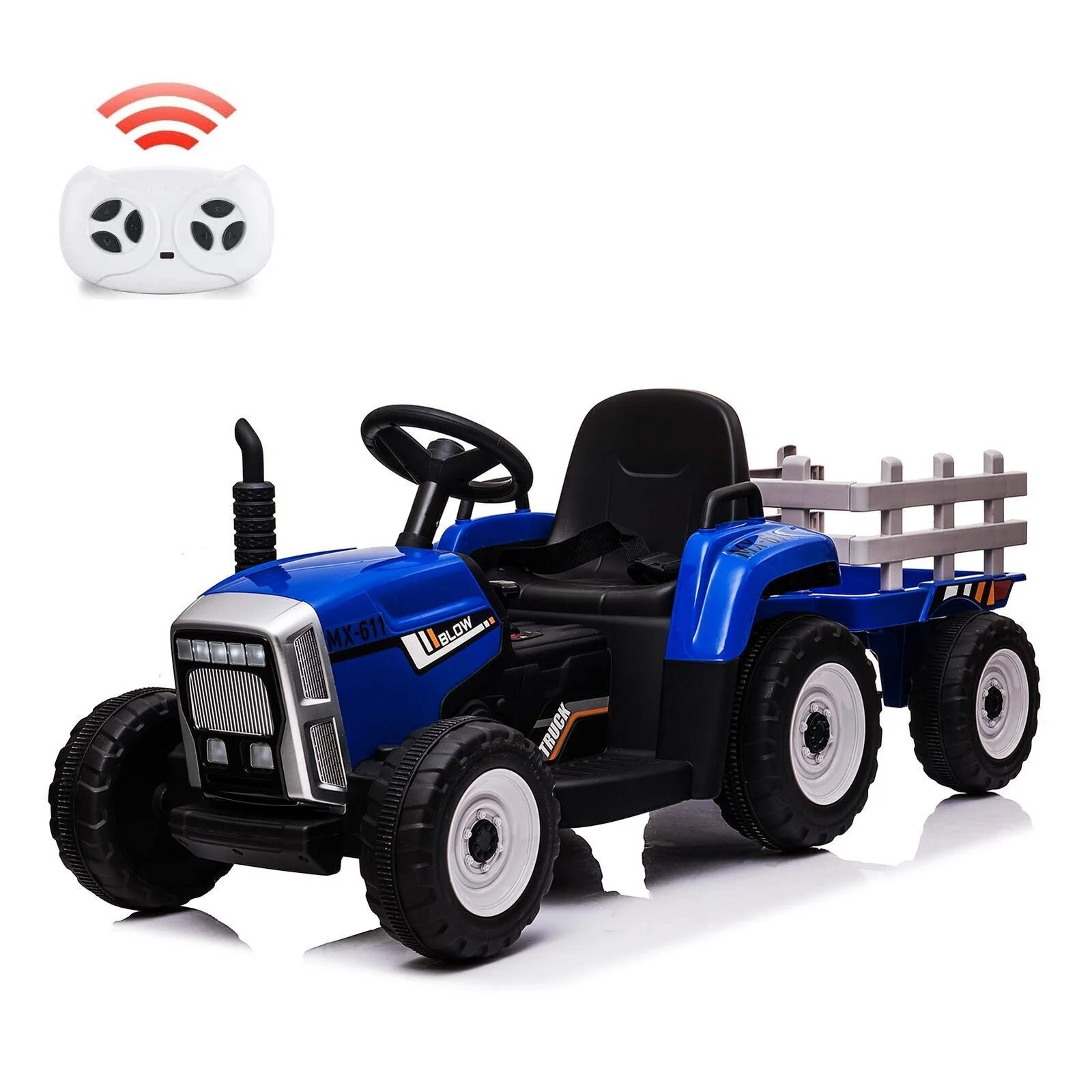 Fun and Functional 12V Kids Ride On Tractor with Trailer and Remote Control - Image 18