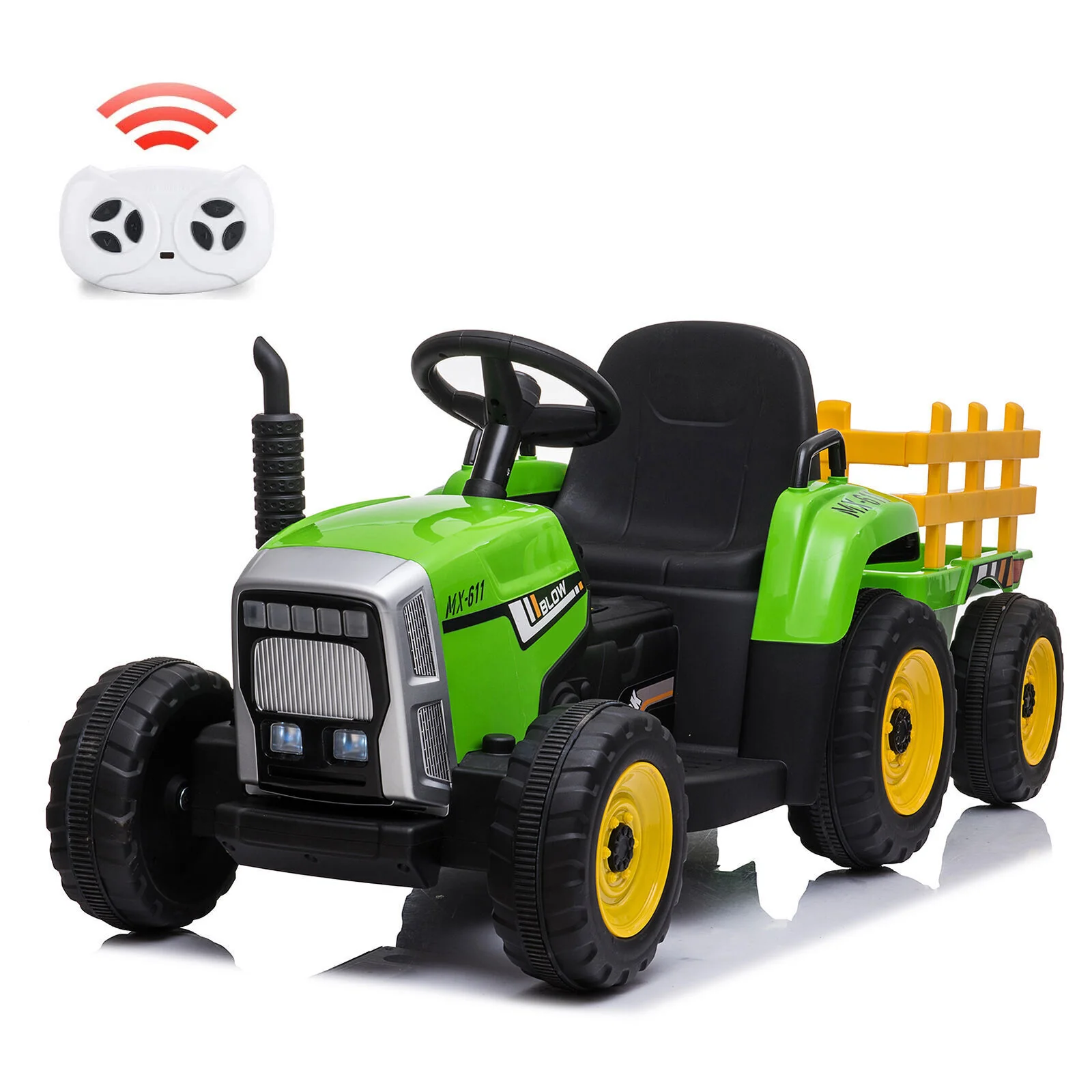 Fun and Functional 12V Kids Ride On Tractor with Trailer and Remote Control - Image 19