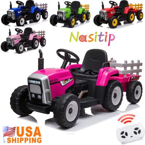 Fun and Functional 12V Kids Ride On Tractor with Trailer and Remote Control - Image 2