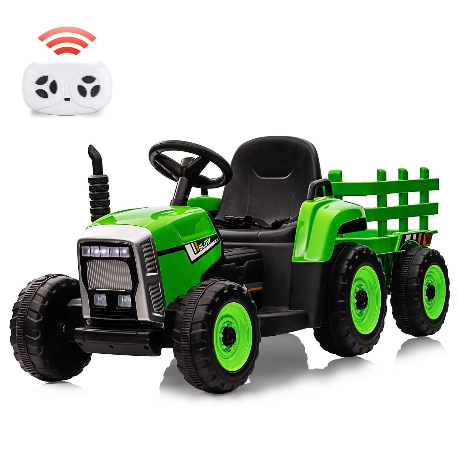 Fun and Functional 12V Kids Ride On Tractor with Trailer and Remote Control - Image 24