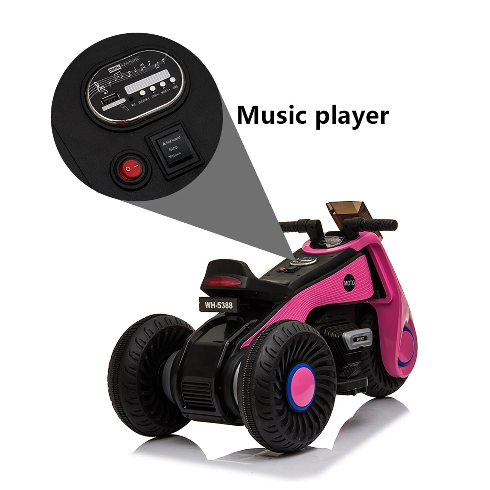 Fun and Stylish Pink Electric Motorcycle for Kids with USB Music - Perfect Birthday Gift for Girls! - Image 9