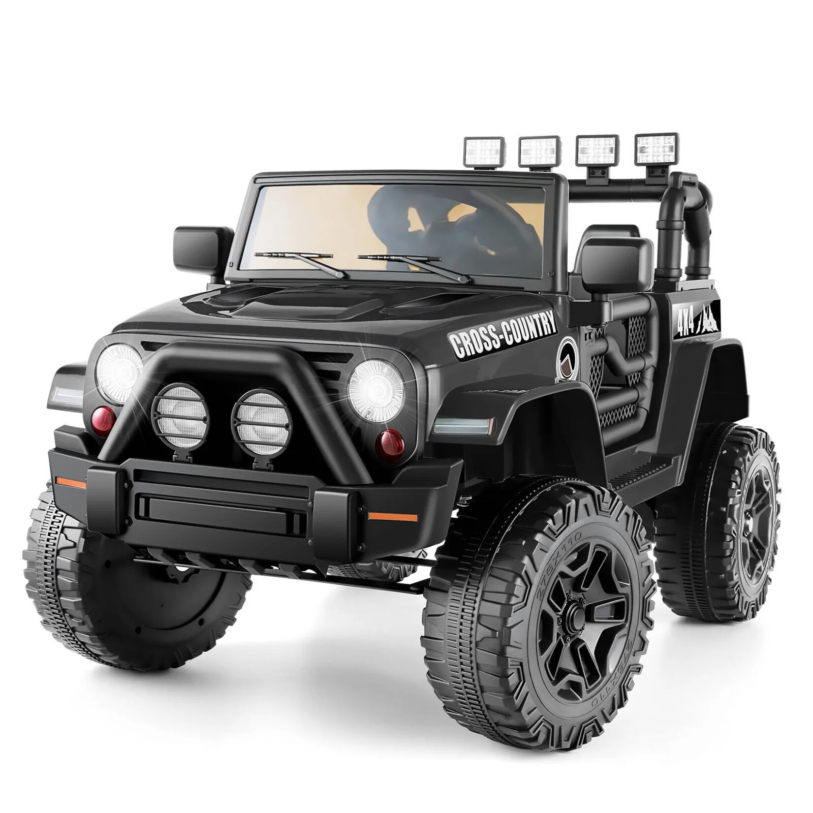 12V Kids Ride-On Truck with Remote Control Bluetooth Music and LED Lights Black - Image 11