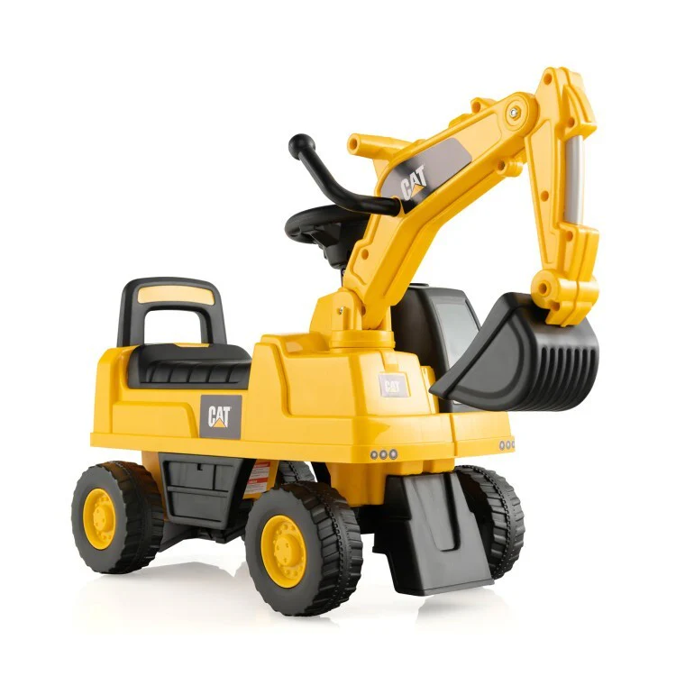 Functional Kids Ride-On Excavator Toy with Rotatable Digging Bucket Yellow - Image 13