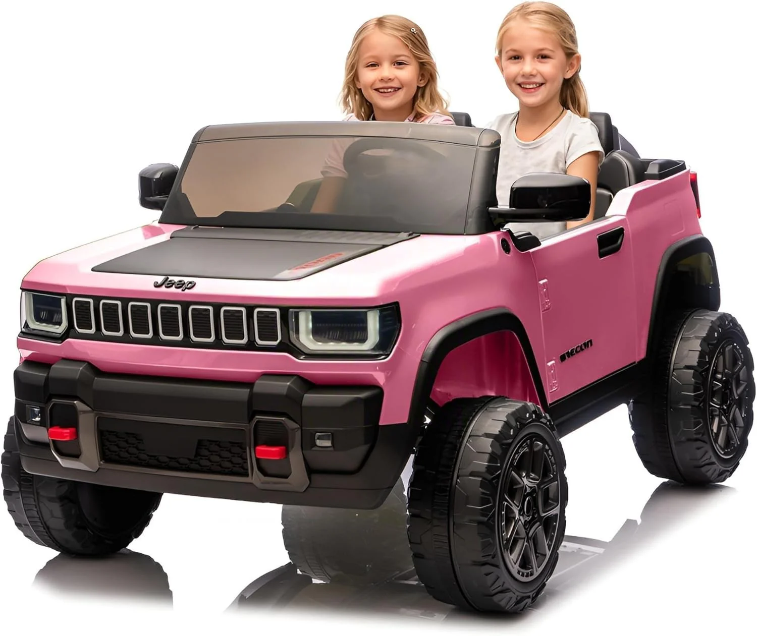 Garvee 24V Pink 2-Seater 4WD Ride-On Truck with Remote Control, Music, and LED Lights for Kids Ages 3-8