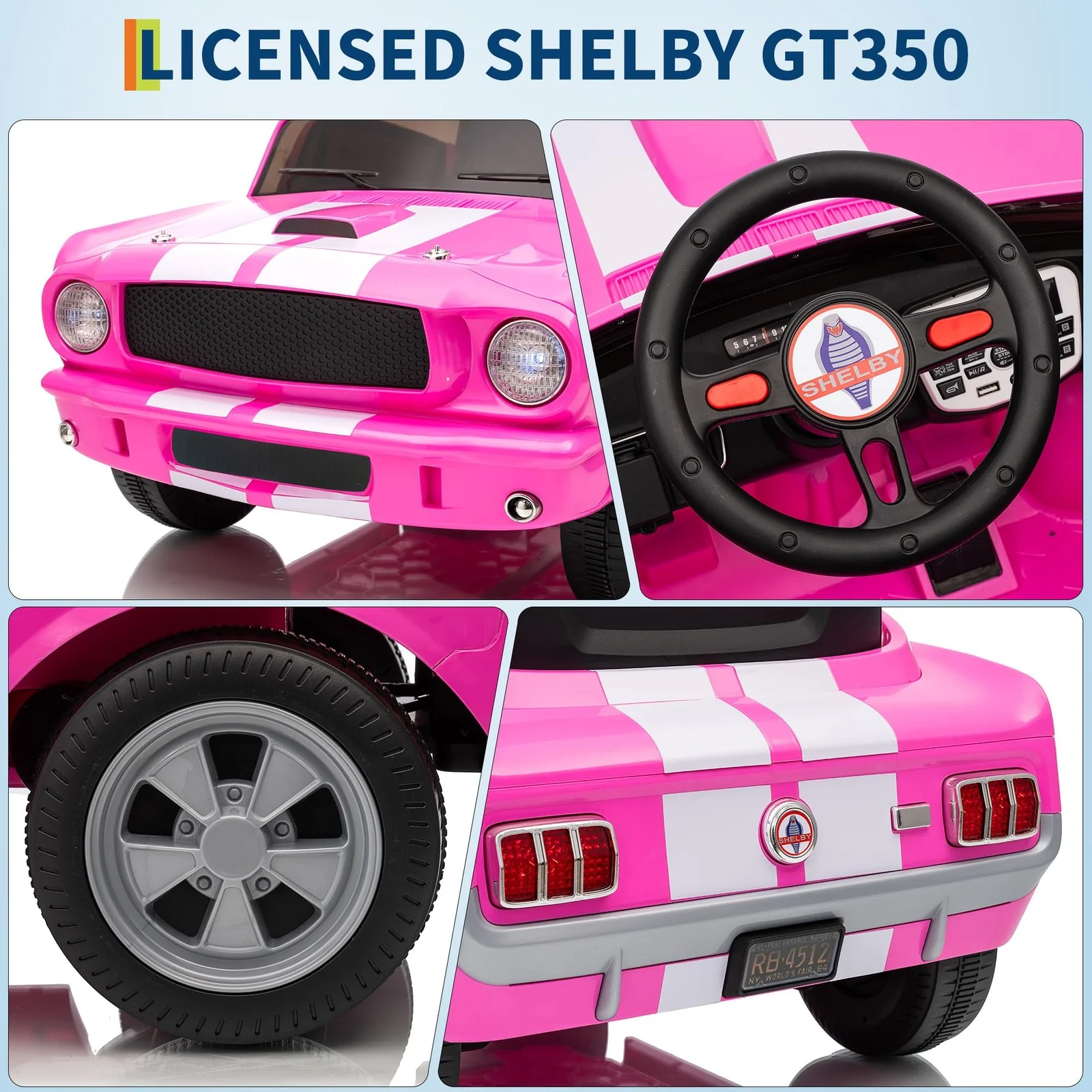 Garvee Licensed Shelby GT350 12V Ride-On Toy for Toddlers with Remote Control - Image 4