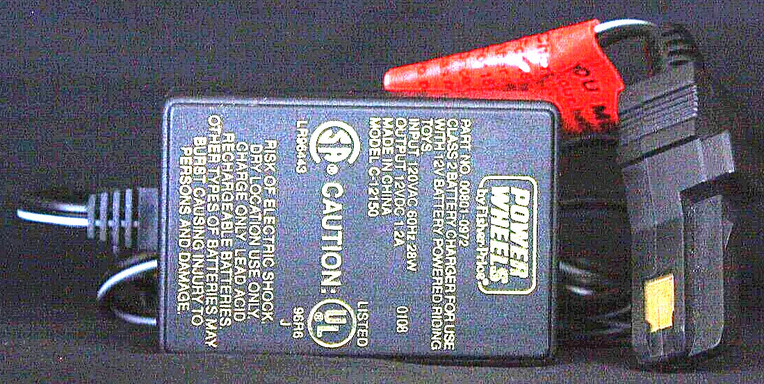 Genuine Power Wheels 12V AC/DC Battery Charger Adapter 00801-0972