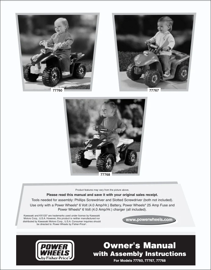 Power Wheels Owner Manual 77760-0920A for Little Quad Models - New Old Stock - Image 2