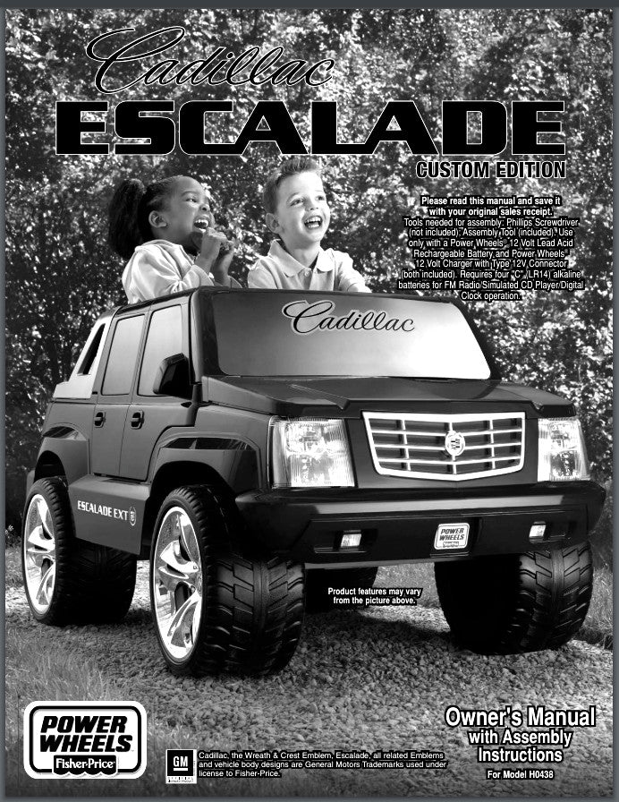 Power Wheels Owner Manual H0438-0920 for Cadillac Escalade H0438 - Image 2