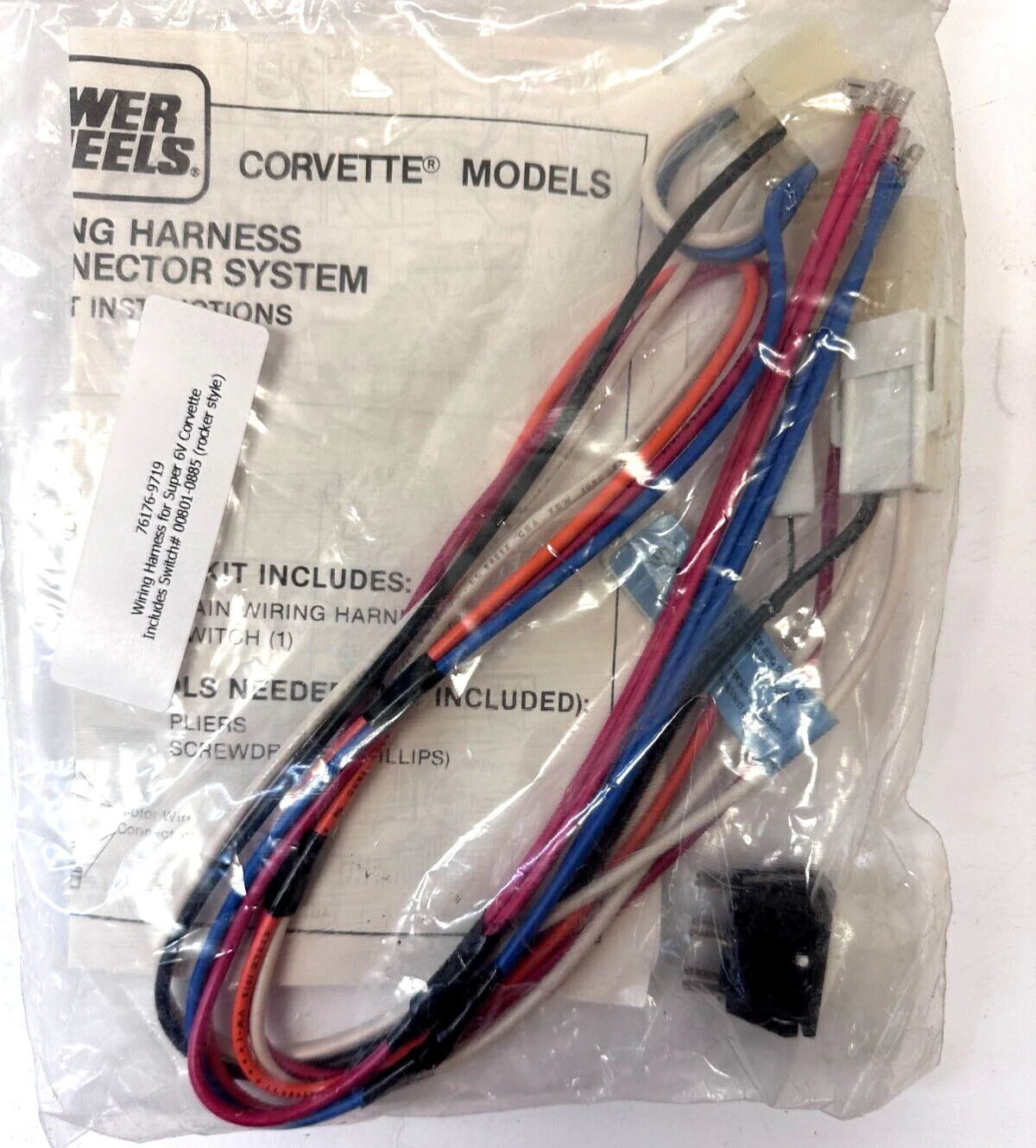 Power Wheels Wiring Harness Part #76176-9719 for Super 6V Corvette Vehicle - Image 2