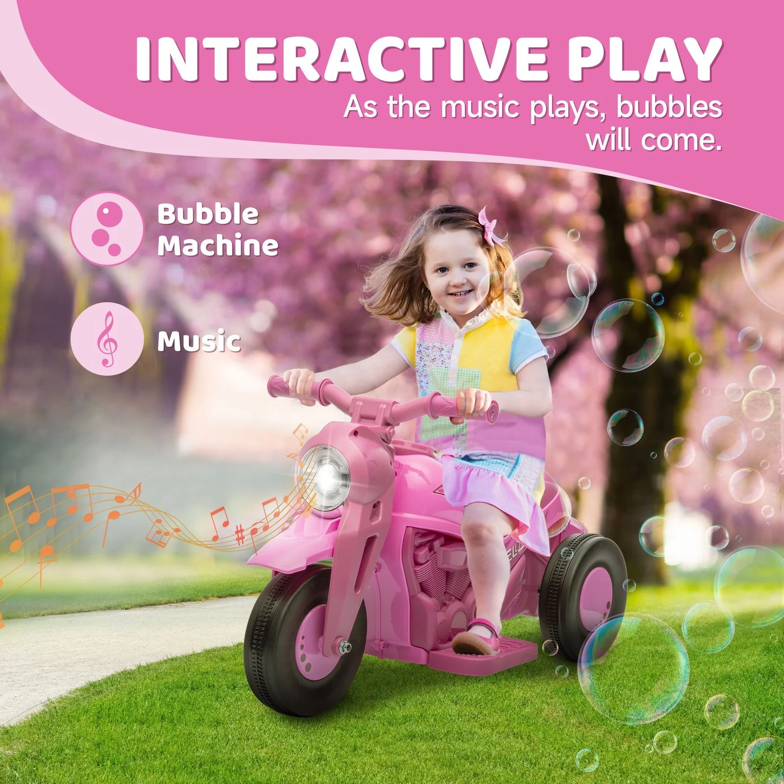 Pink Battery-Powered Ride-On Trike for Toddlers - Image 4