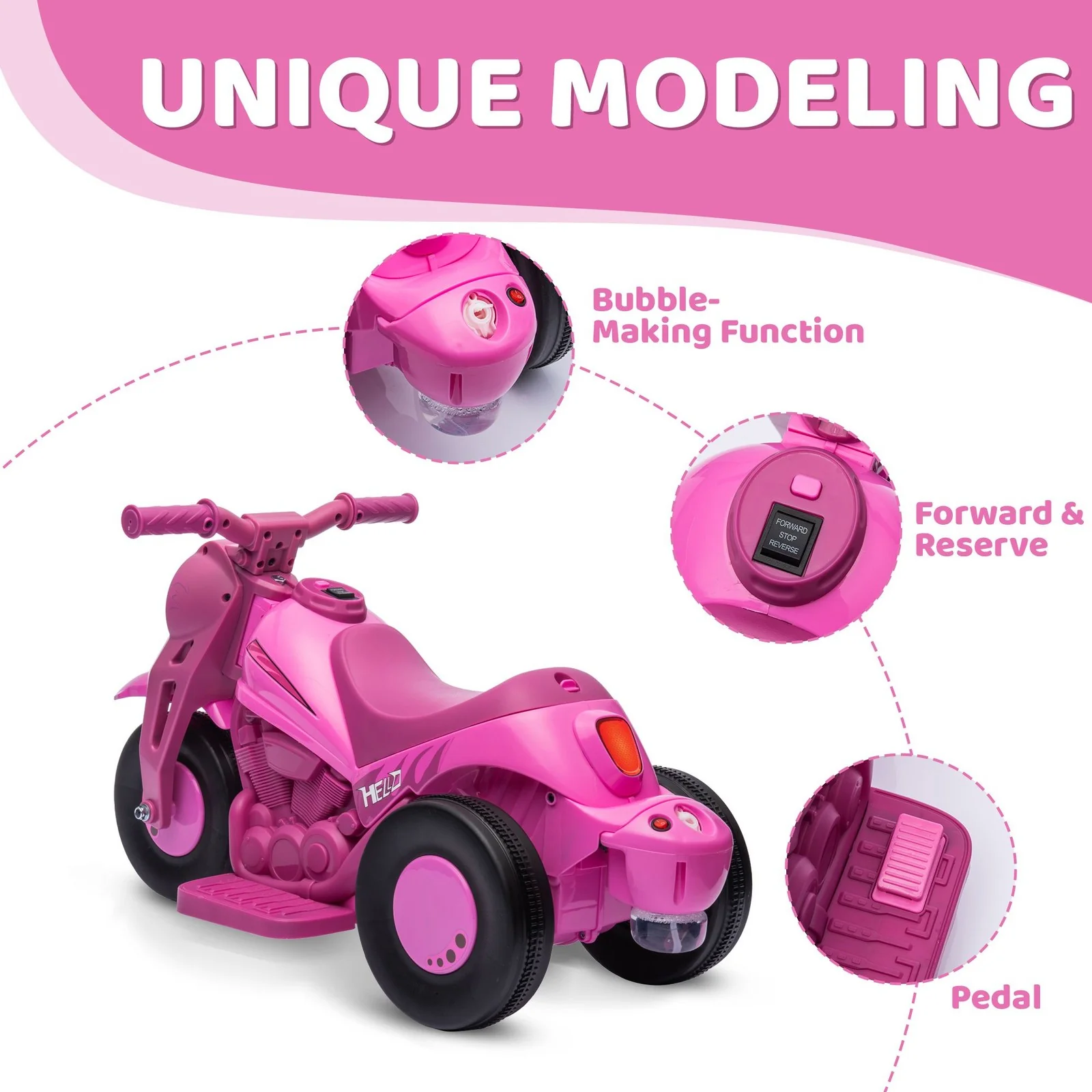 Pink Battery-Powered Ride-On Trike for Toddlers - Image 6