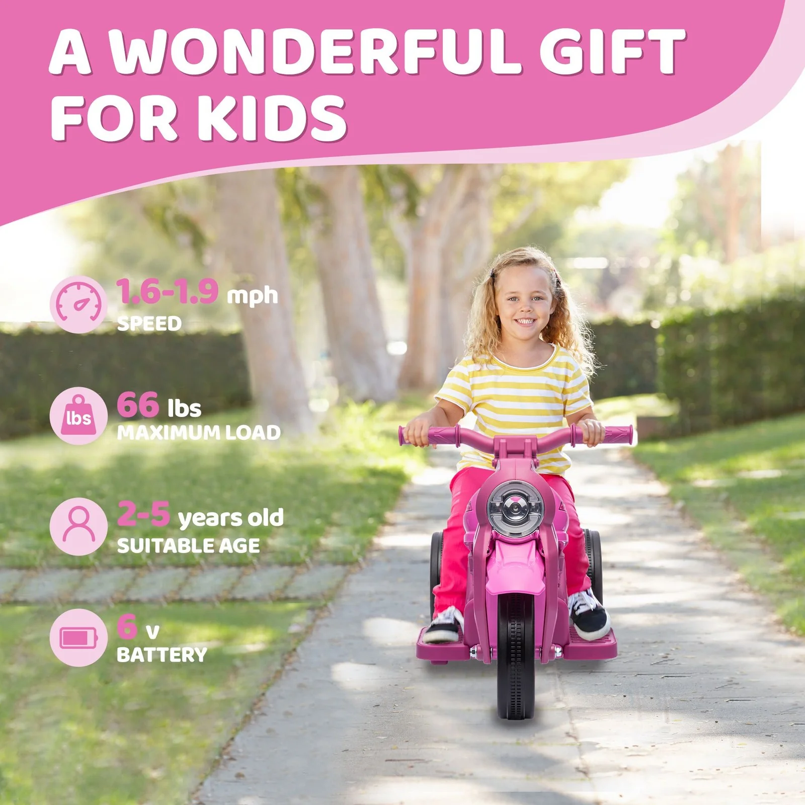 Pink Battery-Powered Ride-On Trike for Toddlers - Image 7