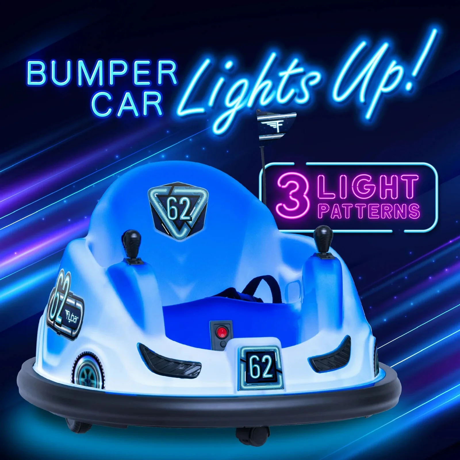 6V Battery-Powered Blue Bumper Car Ride-On with 3 Light Patterns for Ages 1.5+ - Image 3