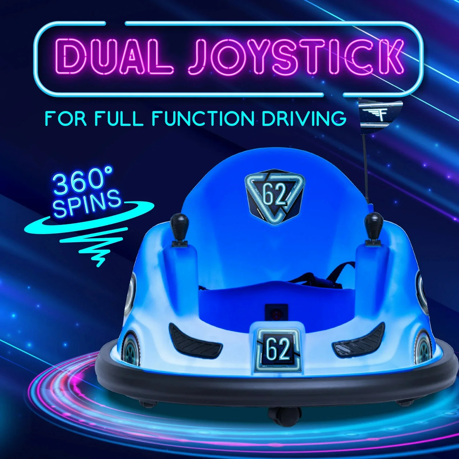 6V Battery-Powered Blue Bumper Car Ride-On with 3 Light Patterns for Ages 1.5+ - Image 5