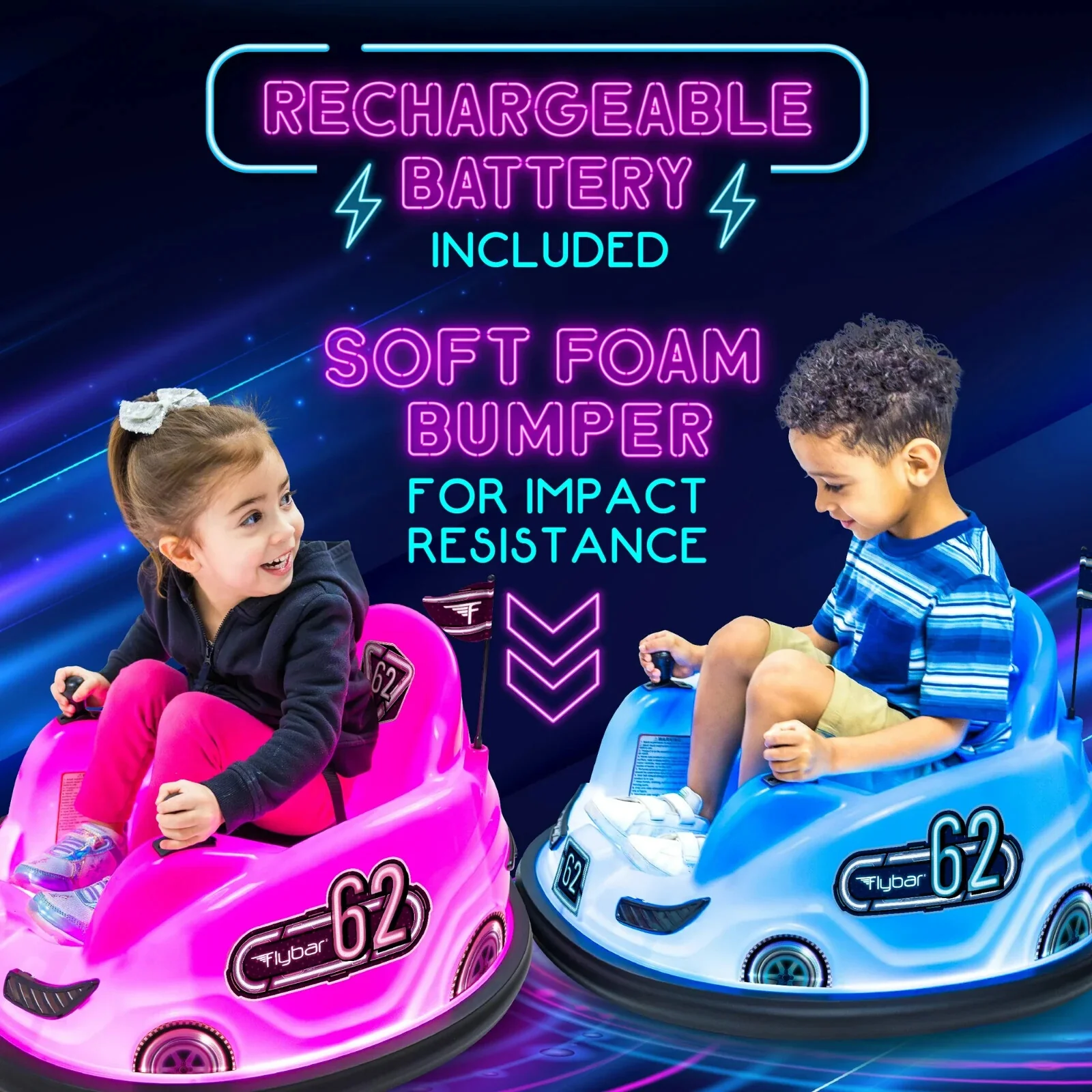 6V Battery-Powered Blue Bumper Car Ride-On with 3 Light Patterns for Ages 1.5+ - Image 6